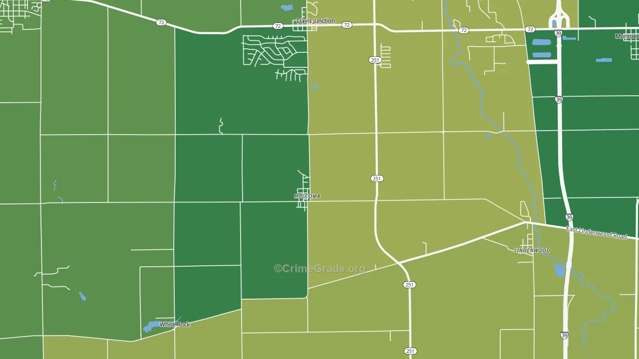 Holcomb, IL Map of Theft Rates