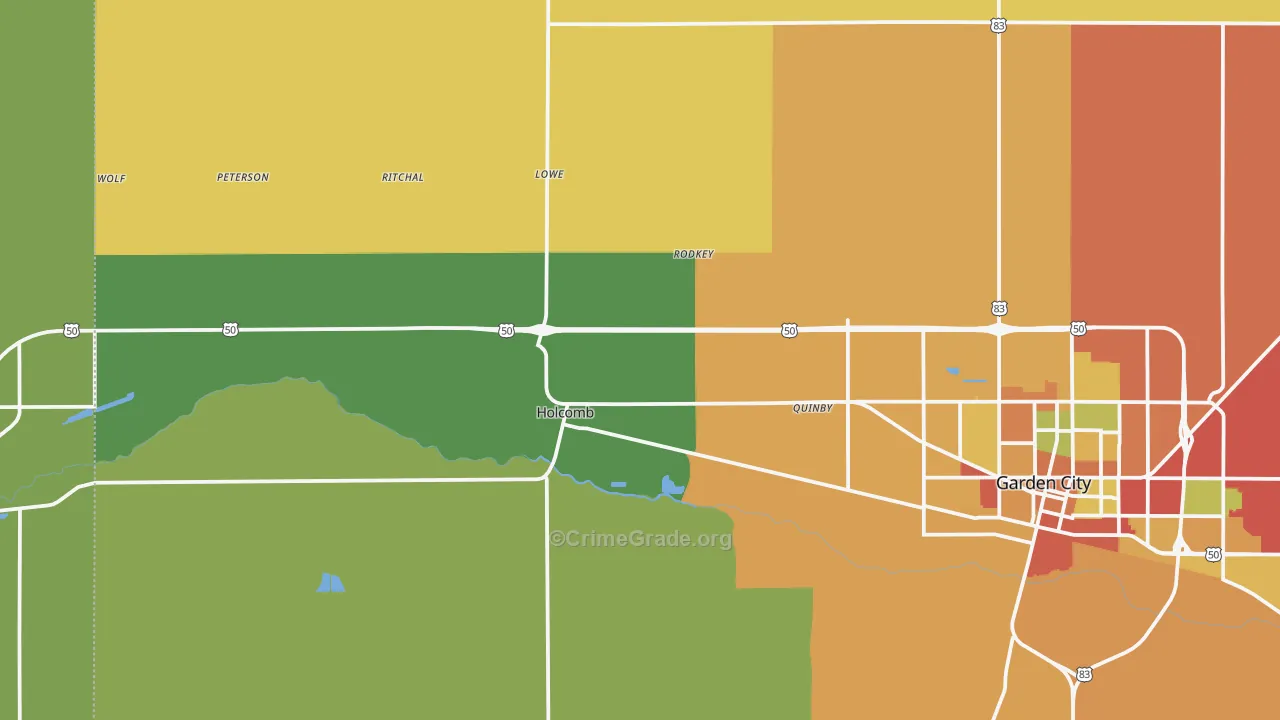Holcomb, KS Map of Theft Rates