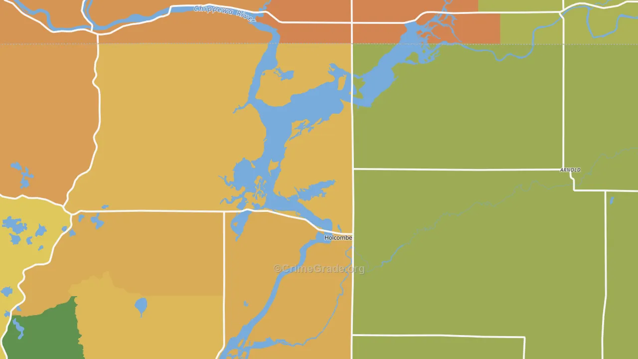 Holcombe, WI Map of Theft Rates