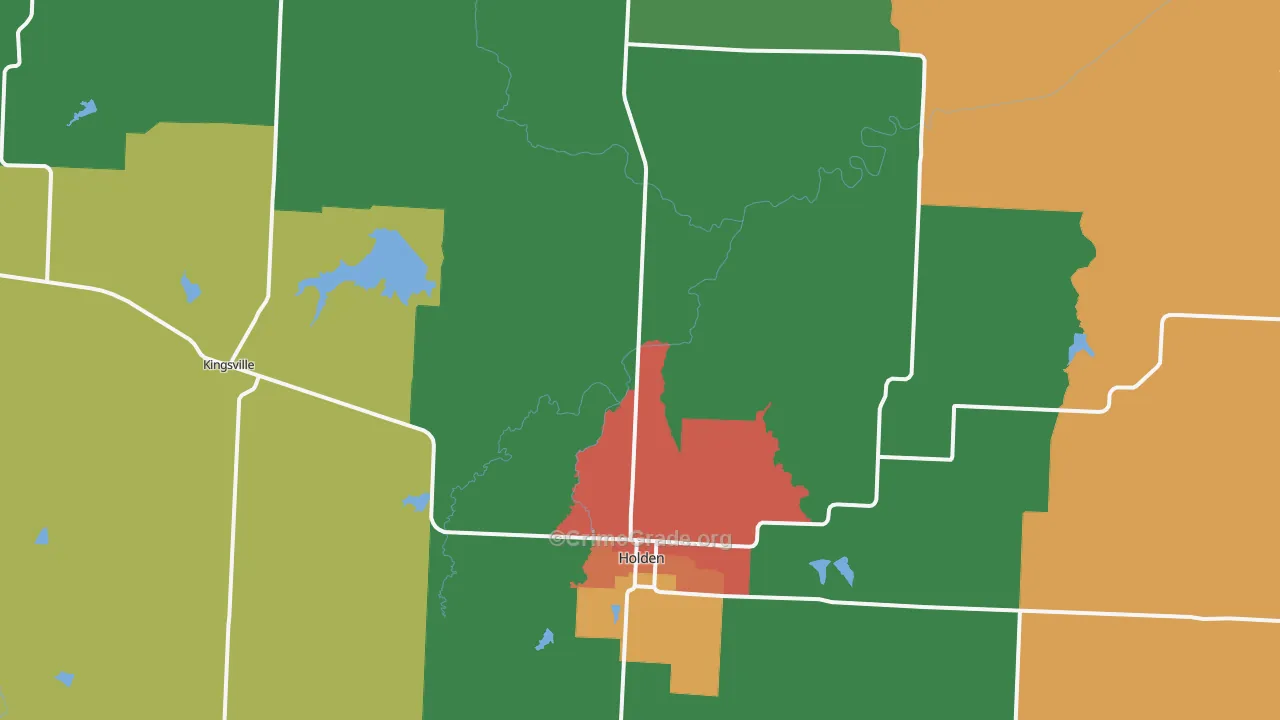 Holden, MO Map of Theft Rates