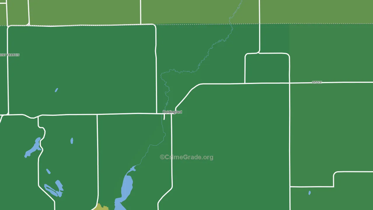 Holdingford, MN Map of Theft Rates