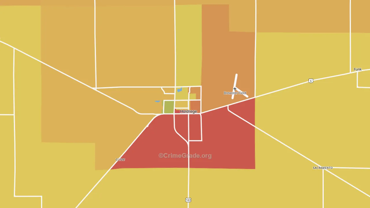 Holdrege, NE Map of Theft Rates