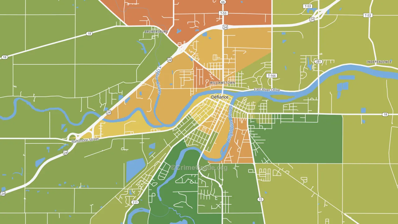 Holgate Avenue Historic District, Defiance, OH Map of Theft Rates