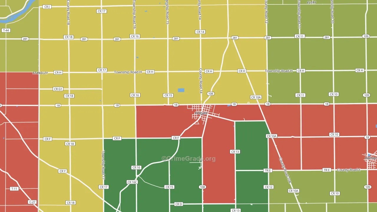 Holgate, OH Map of Theft Rates
