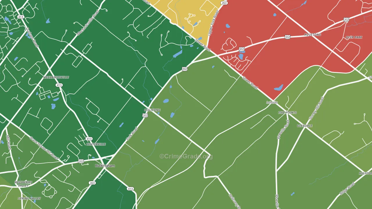 Holicong, PA Map of Theft Rates