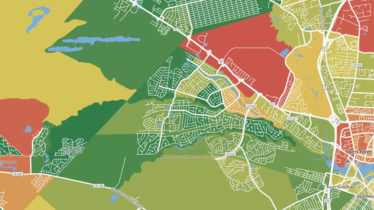 Holiday City-Berkeley, NJ Map of Theft Rates