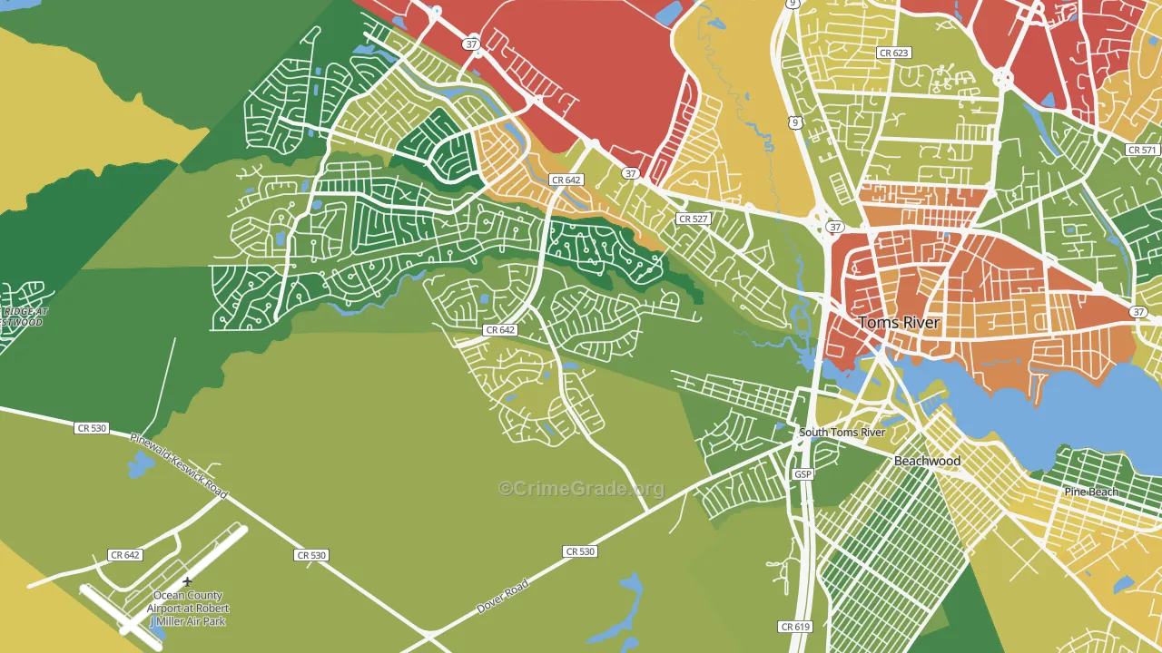 Holiday City South, NJ Map of Theft Rates