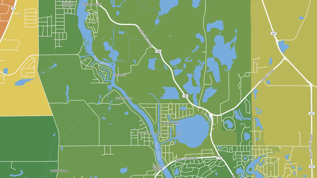 Holiday Hills, IL Map of Theft Rates