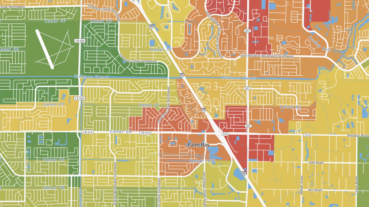 Holiday Park, Palm Bay, FL Map of Theft Rates