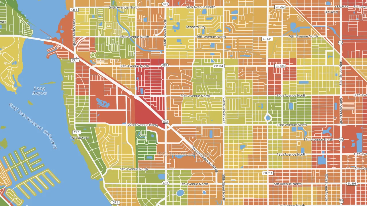 Holiday Park, St. Petersburg, FL Map of Theft Rates