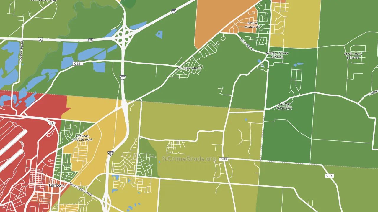 Holiday Valley, OH Map of Theft Rates