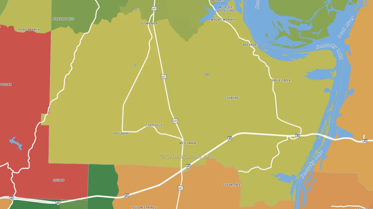 Holladay, TN Map of Theft Rates
