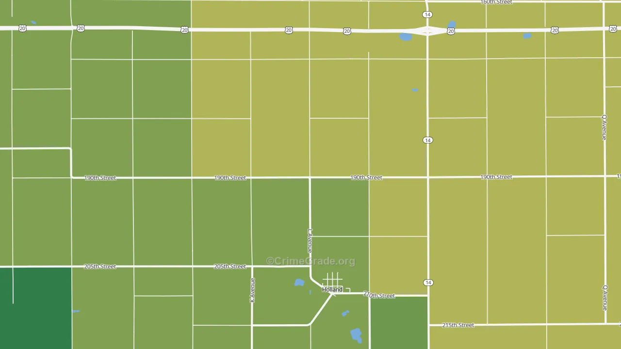 Holland, IA Map of Theft Rates