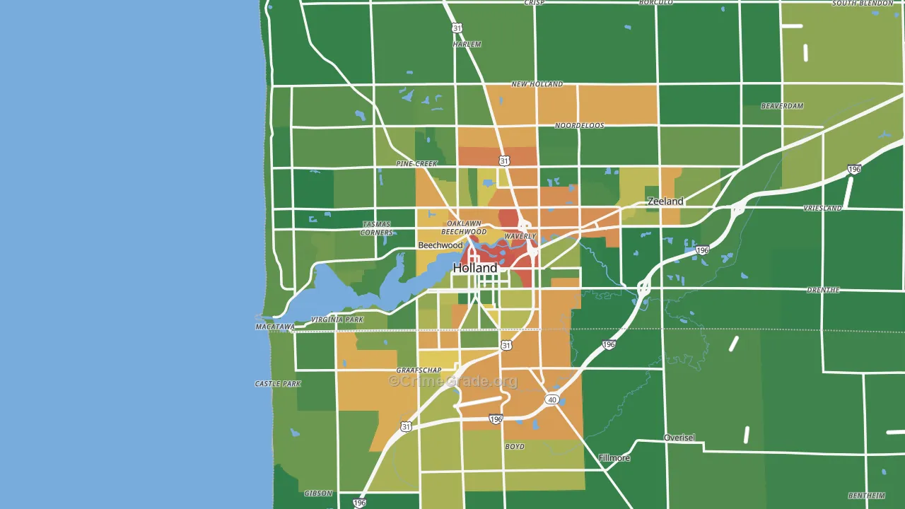 Holland, MI Map of Theft Rates