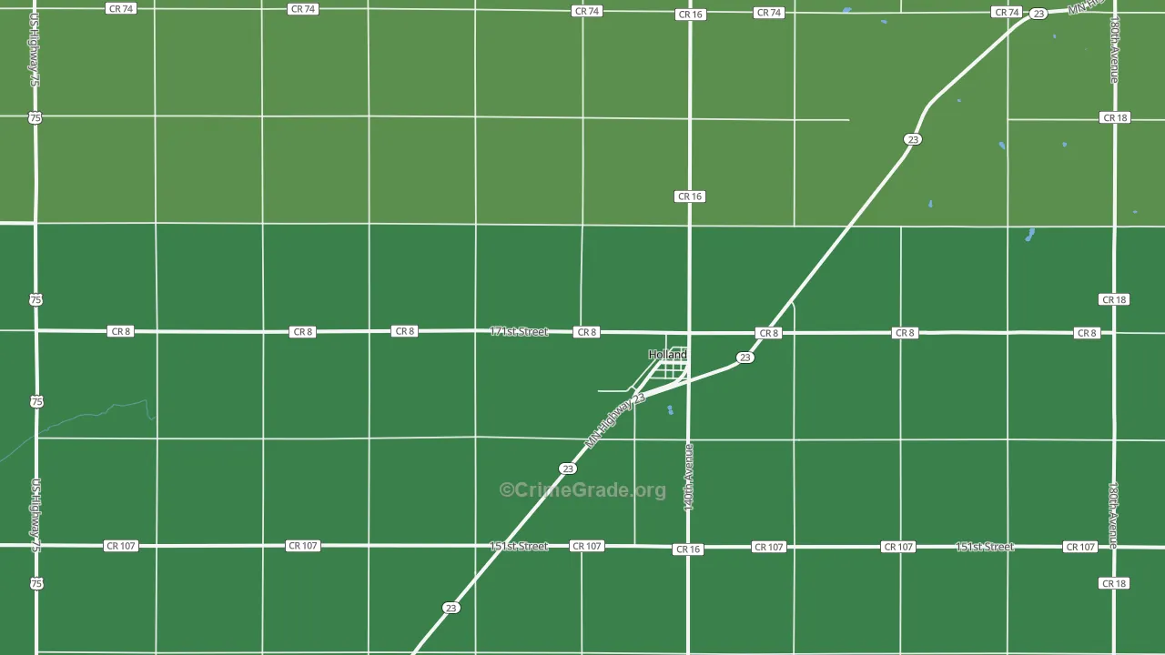 Holland, MN Map of Theft Rates
