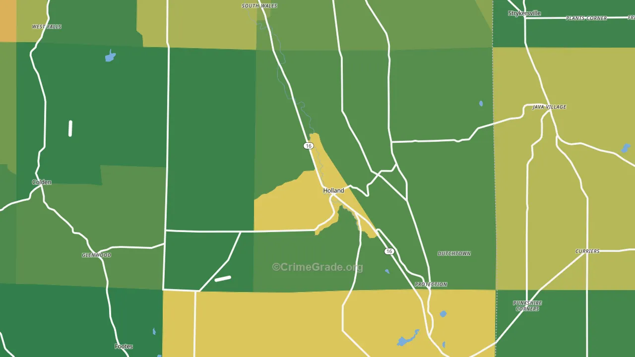 Holland, NY Map of Theft Rates