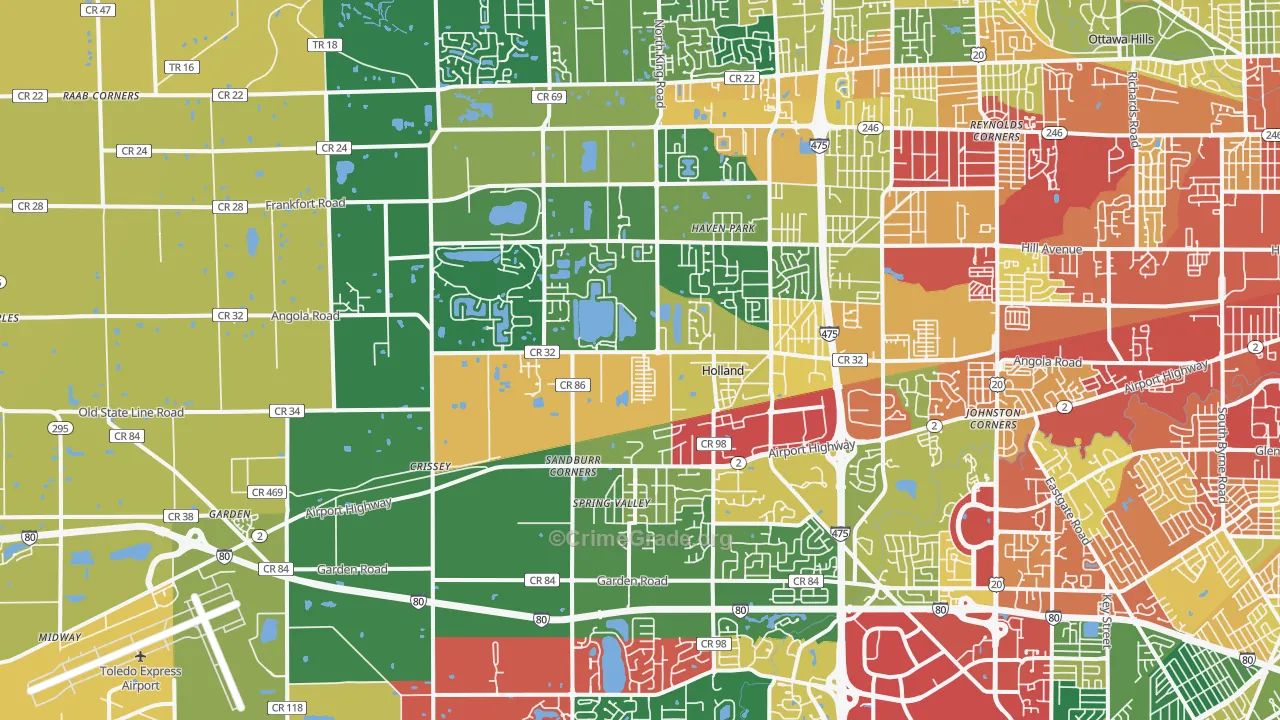 Holland, OH Map of Theft Rates
