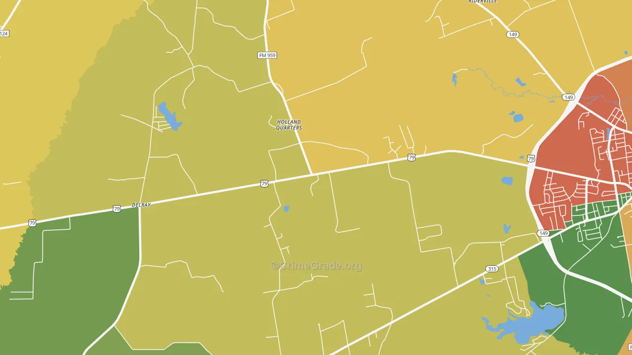 Holland Quarters, TX Map of Theft Rates