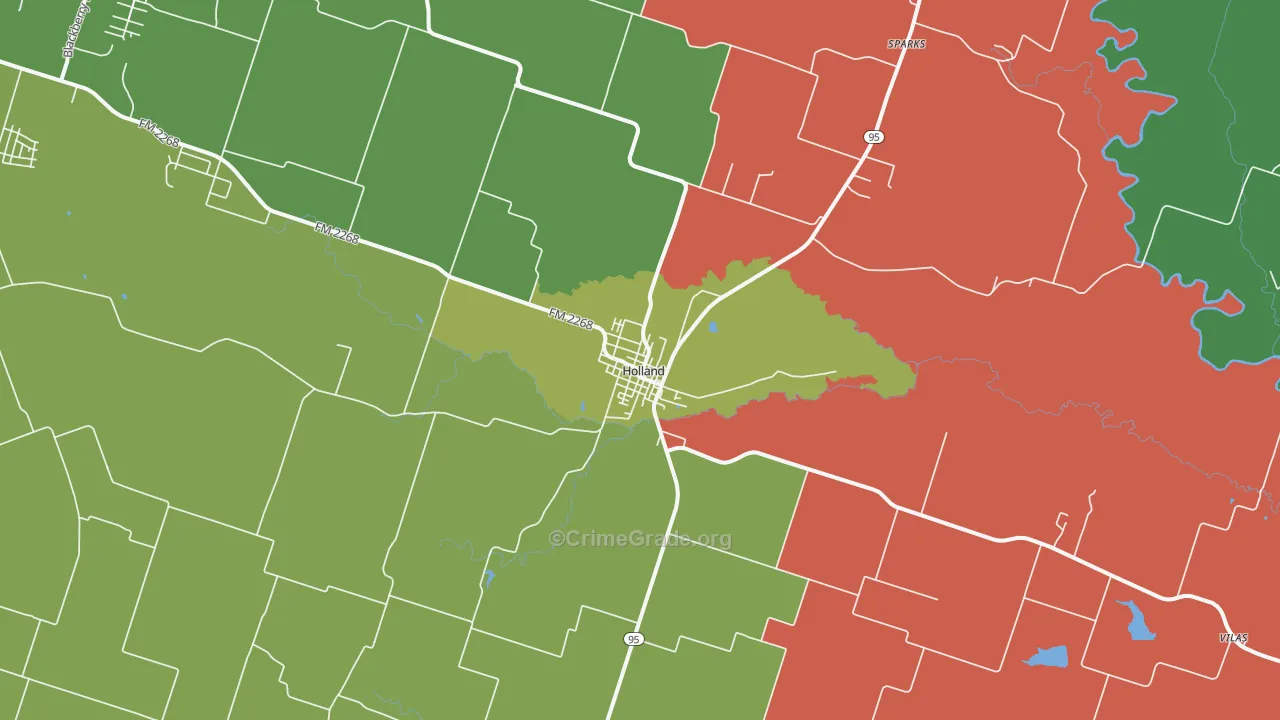 Holland, TX Map of Theft Rates