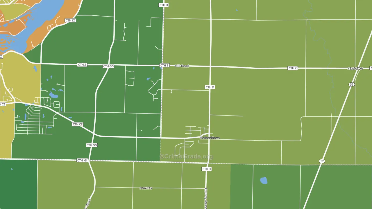 Holland, WI Map of Theft Rates