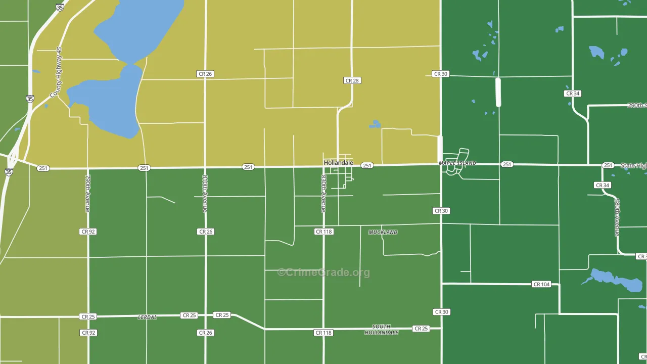 Hollandale, MN Map of Theft Rates