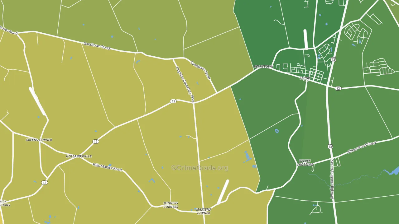 Hollandsville, DE Map of Theft Rates