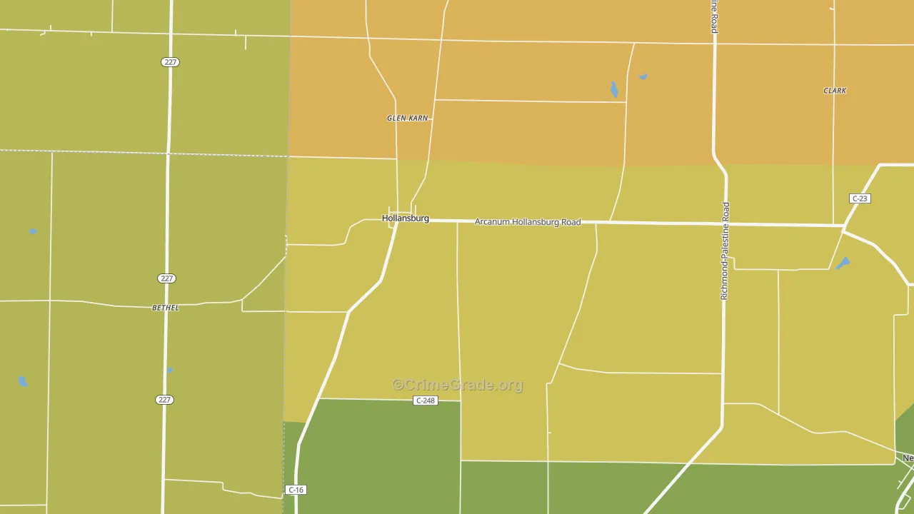 Hollansburg, OH Map of Theft Rates