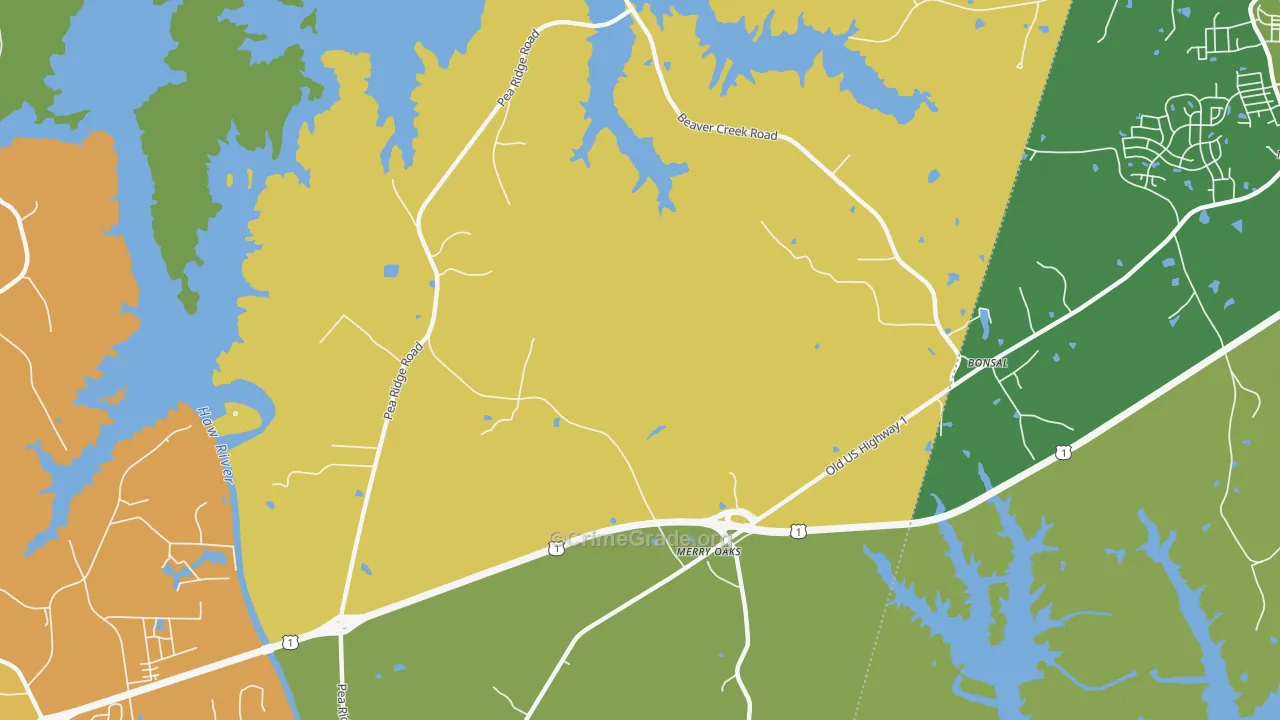 Hollemans Crossroads, NC Map of Theft Rates