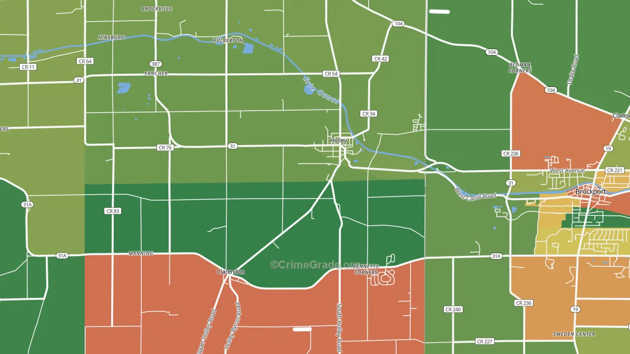 Holley, NY Map of Theft Rates