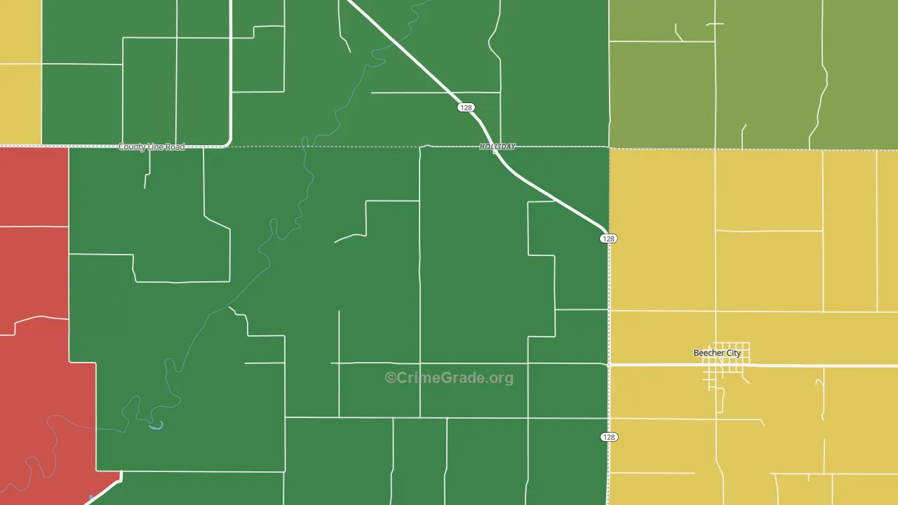 Holliday, IL Map of Theft Rates