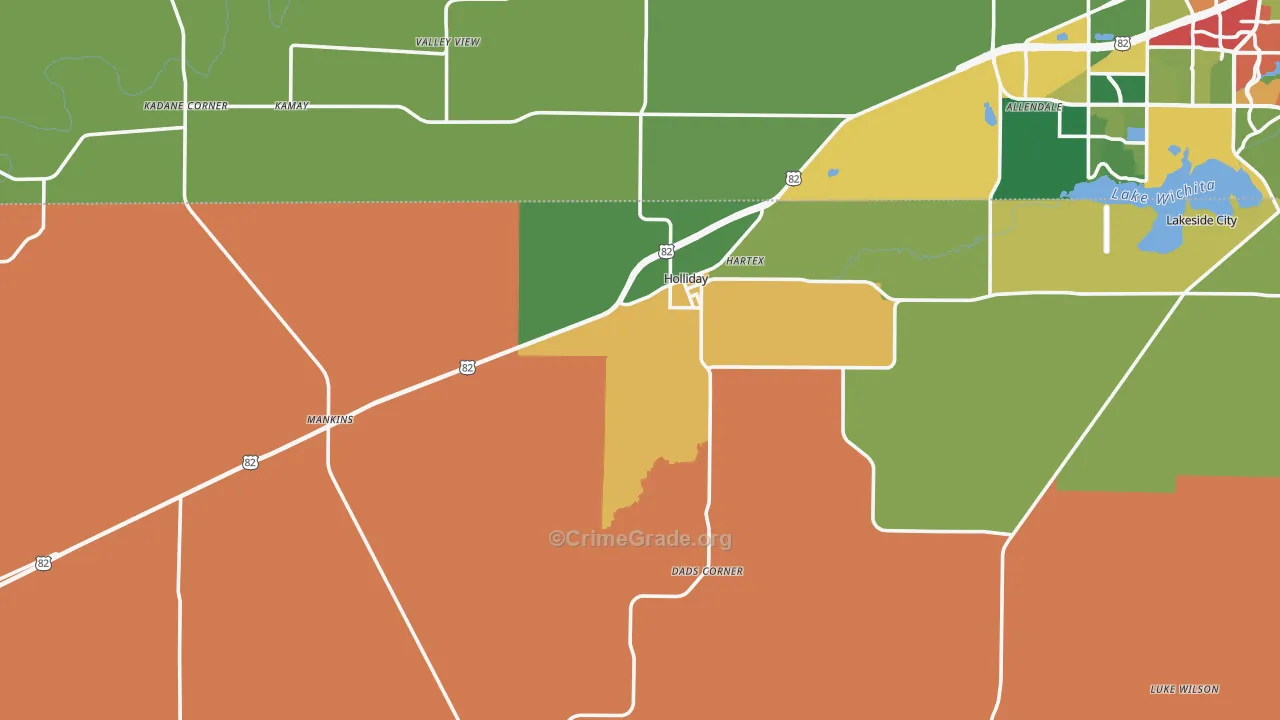 Holliday, TX Map of Theft Rates