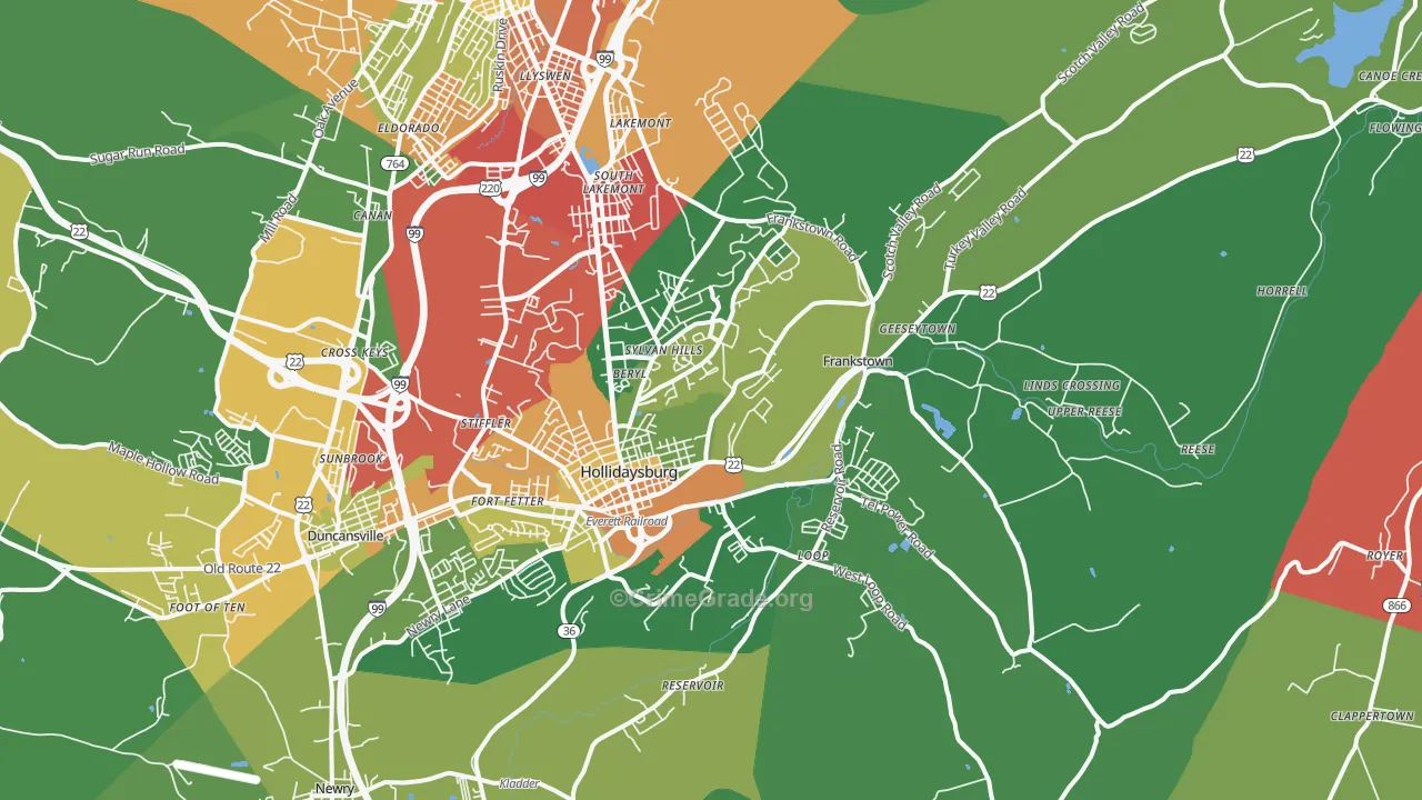 Hollidaysburg, PA Map of Theft Rates