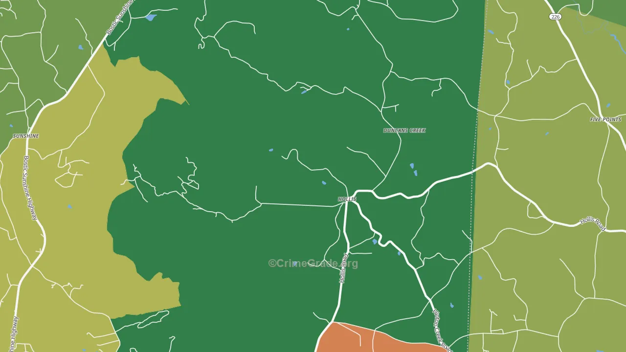 Hollis, NC Map of Theft Rates