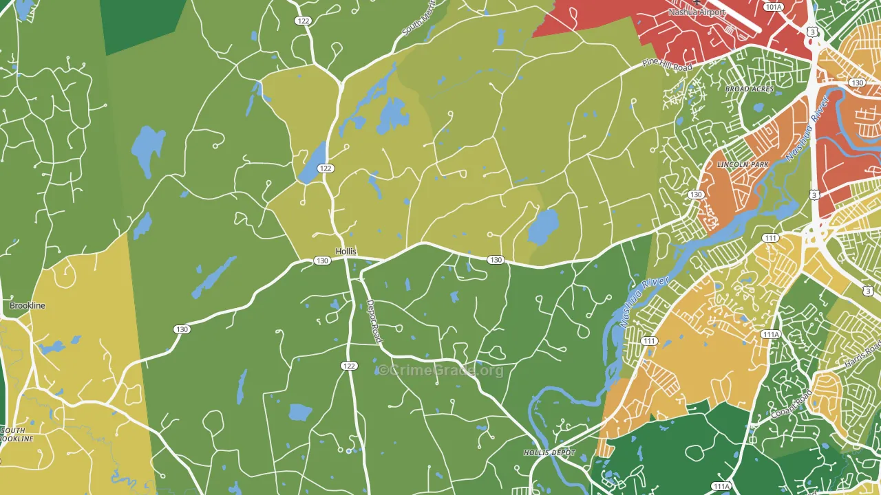 Hollis, NH Map of Theft Rates