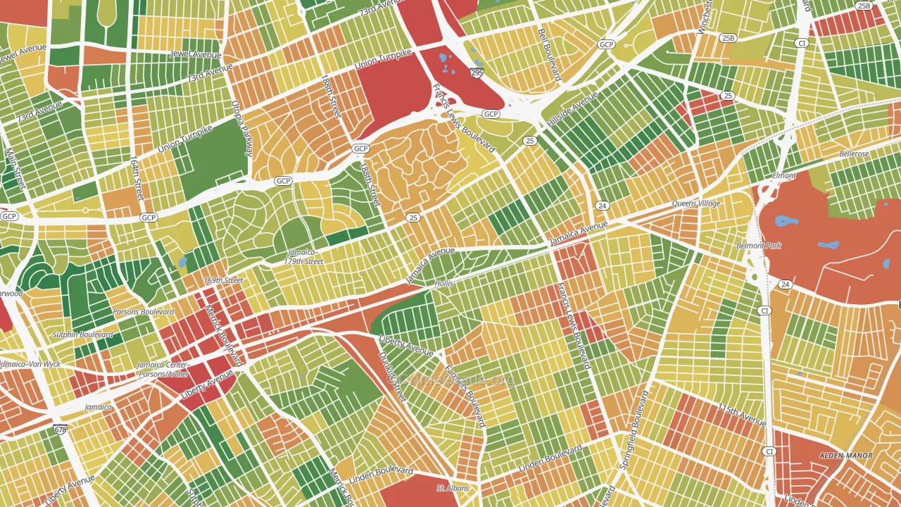 Hollis, Queens, NY Map of Theft Rates