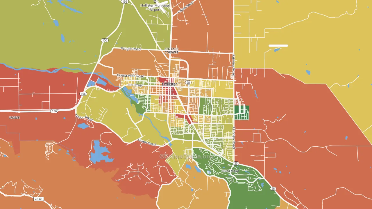 Hollister, CA Map of Theft Rates