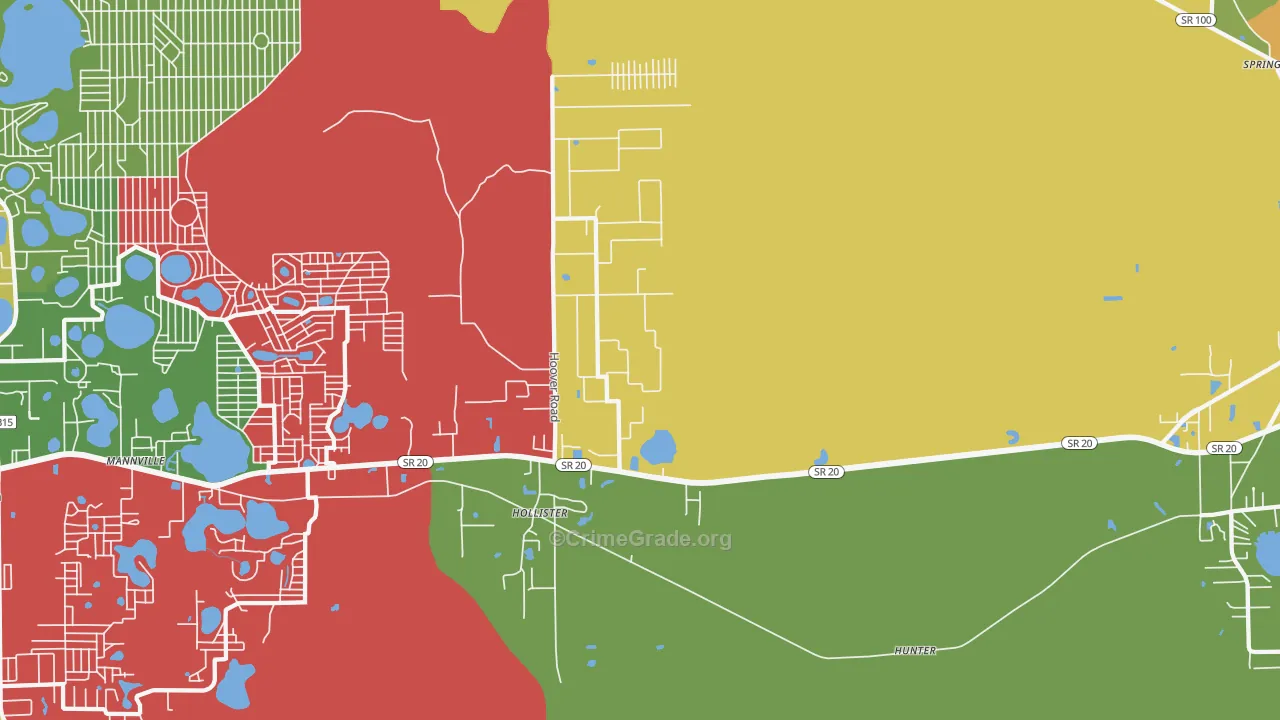 Hollister, FL Map of Theft Rates