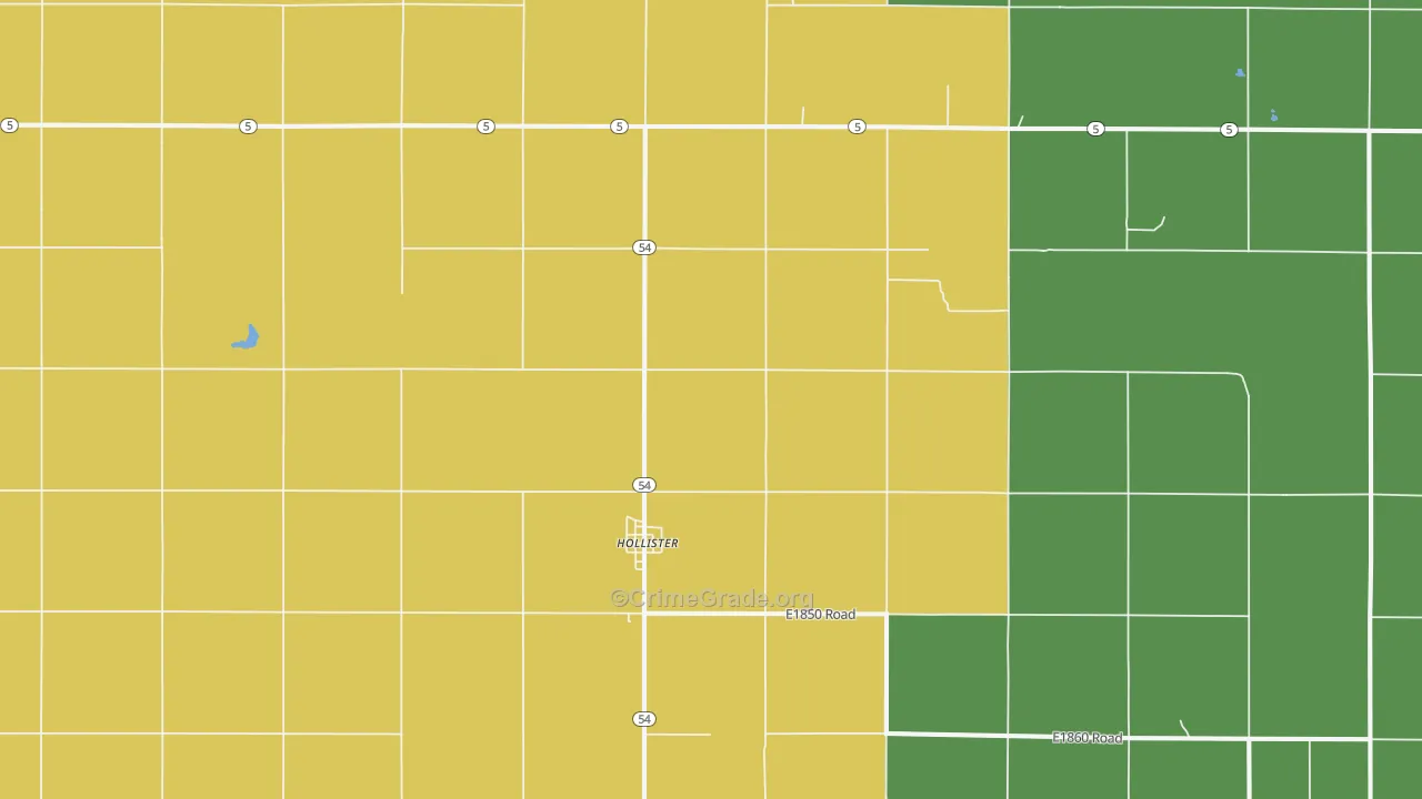 Hollister, OK Map of Theft Rates