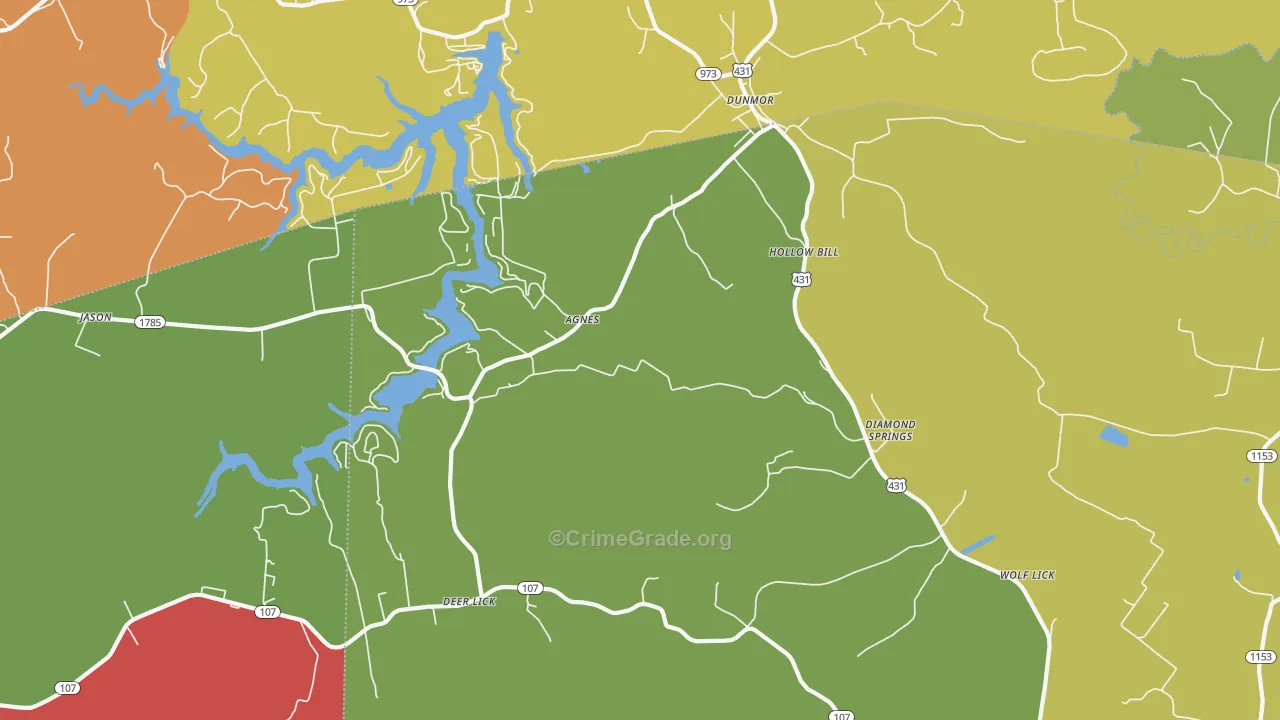 Hollow Bill, KY Map of Theft Rates