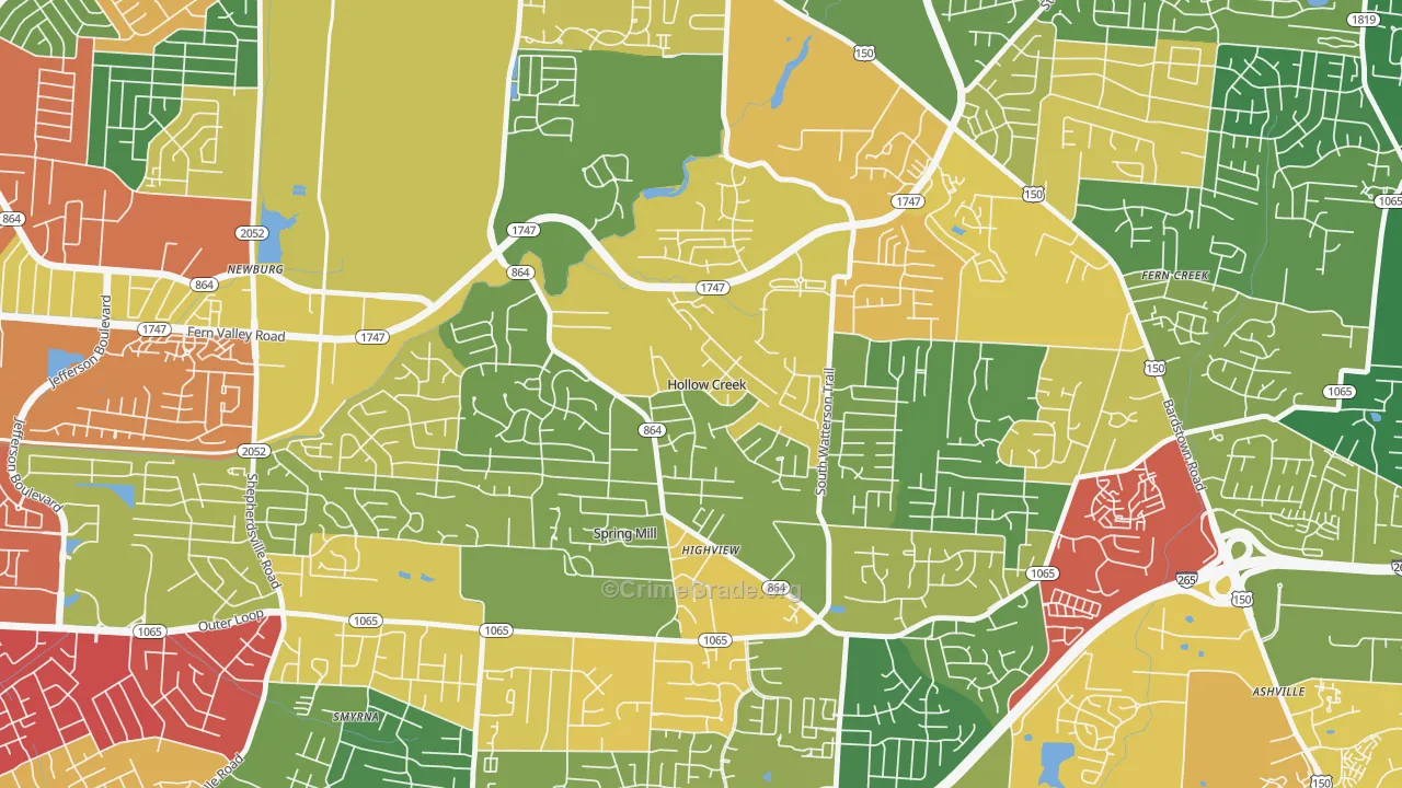Hollow Creek, KY Map of Theft Rates