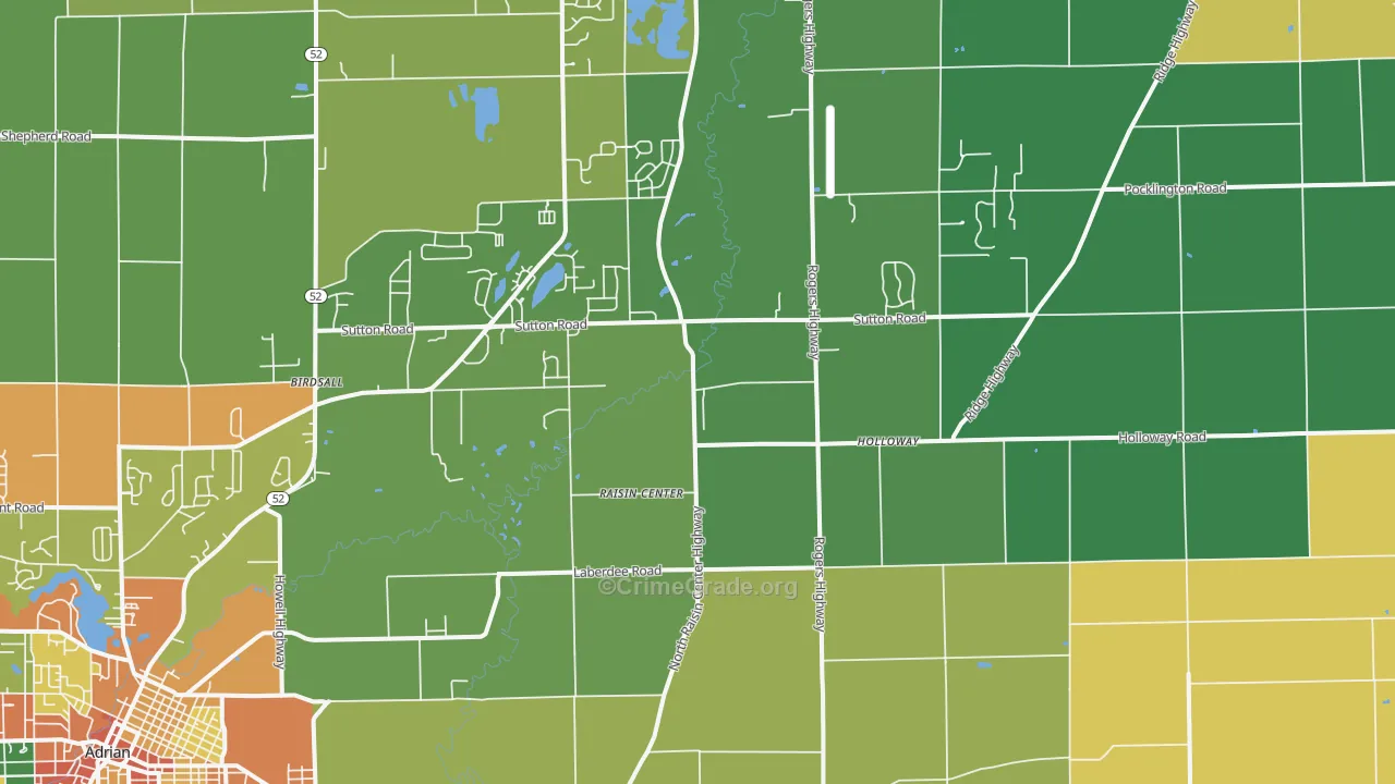 Holloway, MI Map of Theft Rates