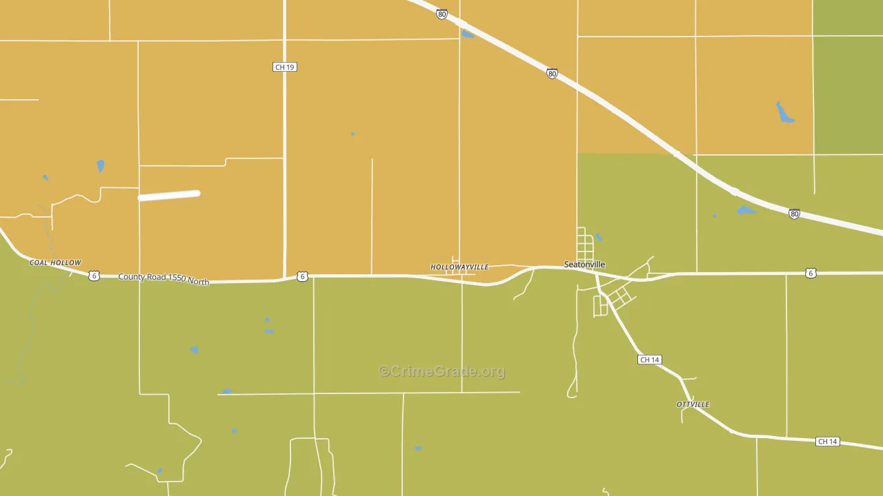 Hollowayville, IL Map of Theft Rates