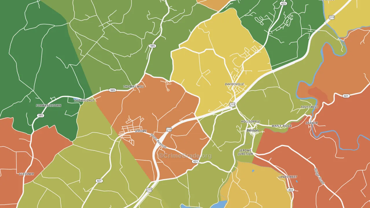 Hollsopple, PA Map of Theft Rates