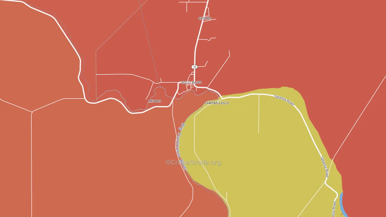 Holly Bluff, MS Map of Theft Rates