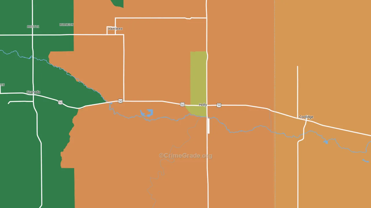 Holly, CO Map of Theft Rates