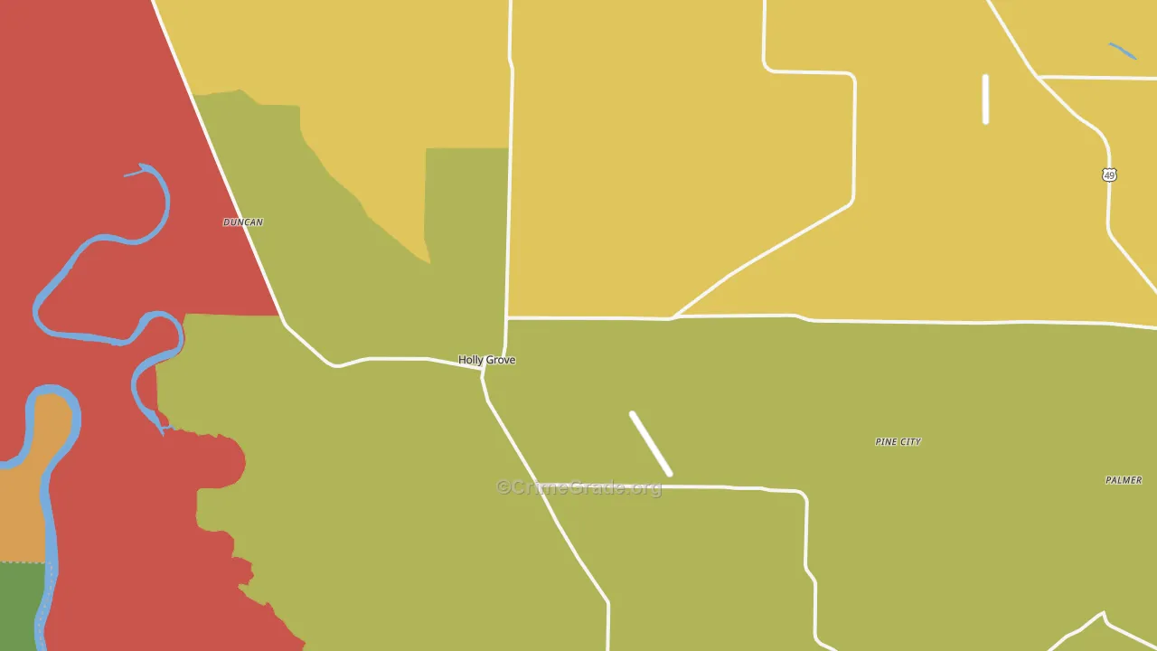 Holly Grove, AR Map of Theft Rates