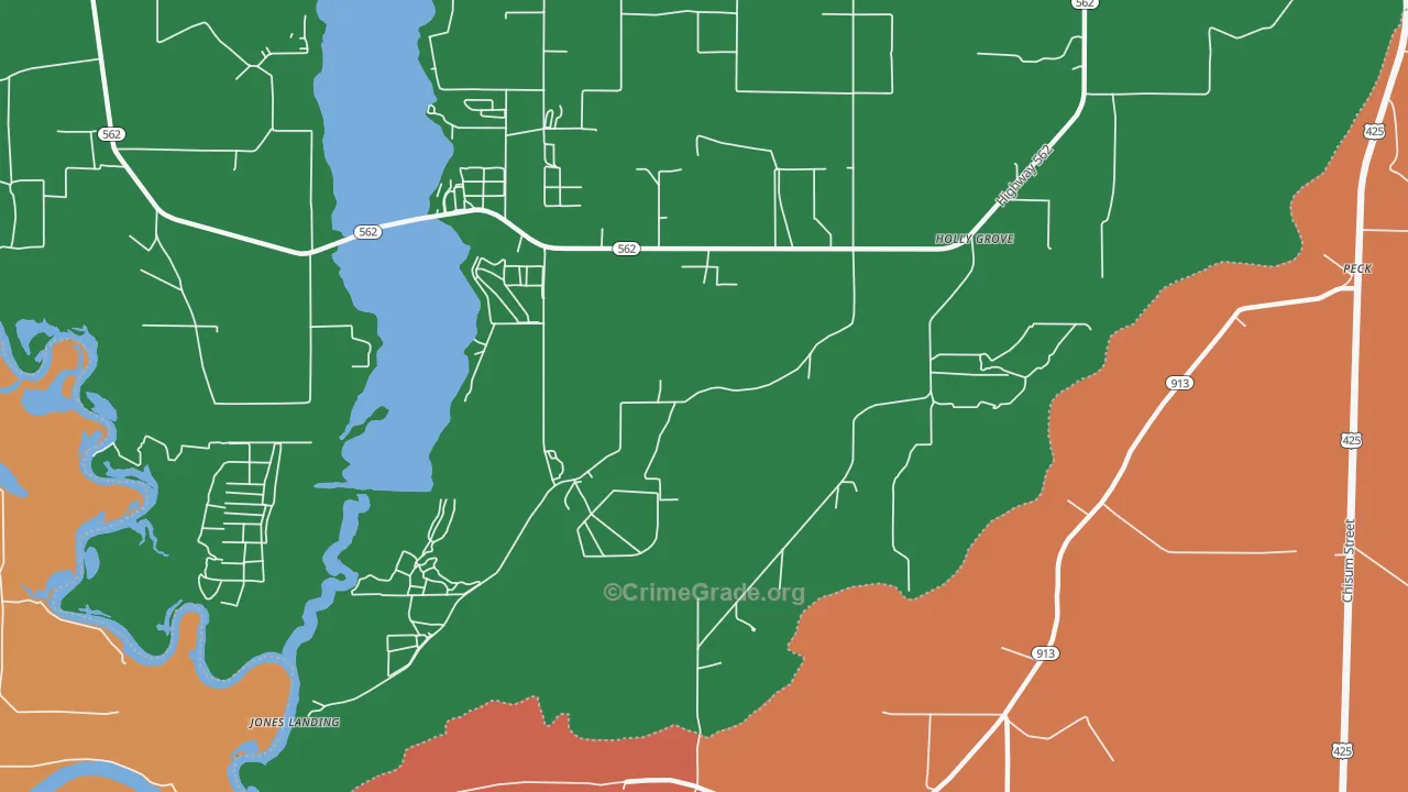 Holly Grove, LA Map of Theft Rates