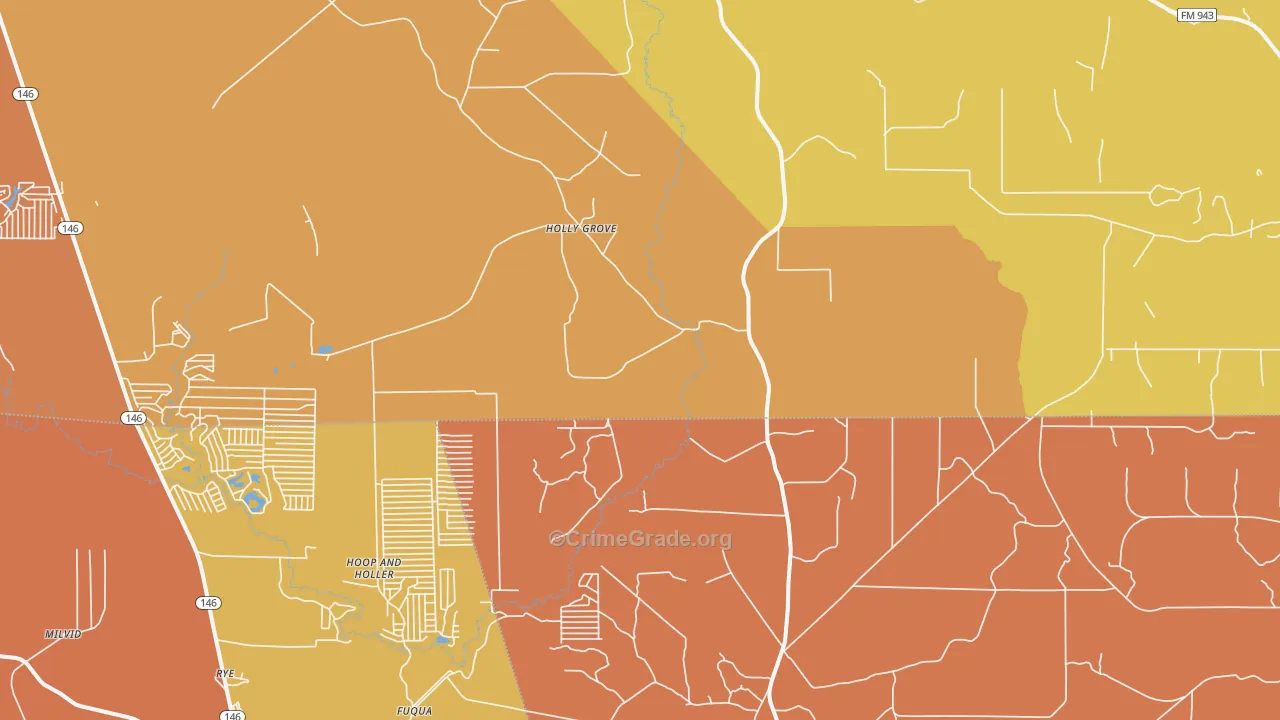 Holly Grove, TX Map of Theft Rates