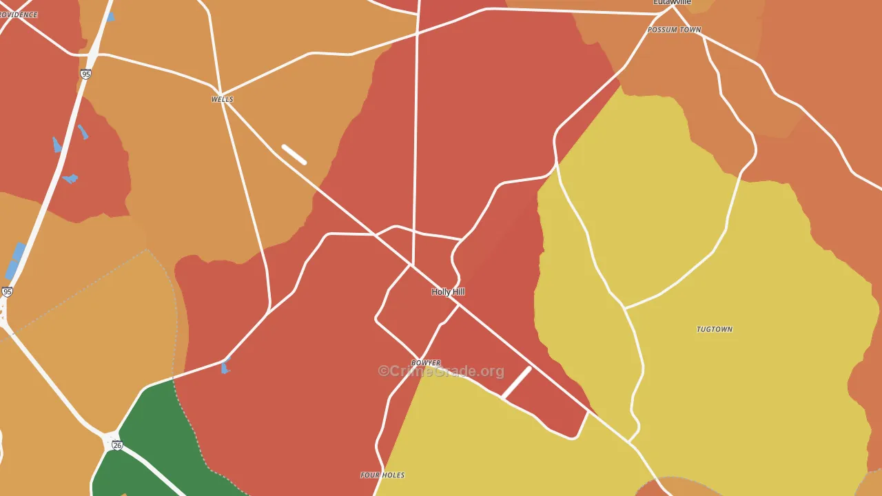 Holly Hill, SC Map of Theft Rates