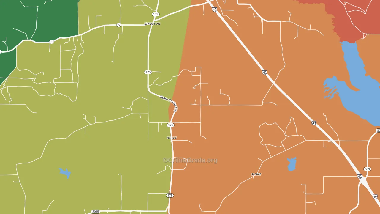 Holly, LA Map of Theft Rates